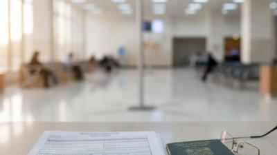 Printed visa application form and passport on a typing-centre counter in the UAE